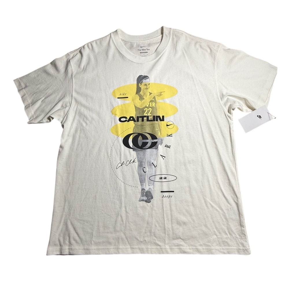 Nike Caitlin Clark Graphic T-Shirt Mens Large White Loose Fit Hoops IW5860-133